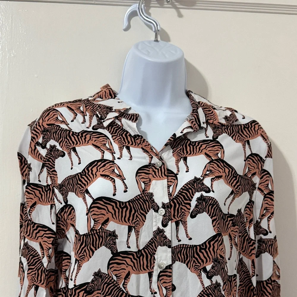 *Last Chance* Jane and Delancey Zebra Print Button Down Shirt - Picture 2 of 15
